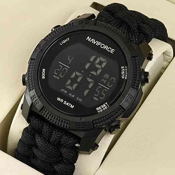 Годинник чоловічий водостійкий тактичний Naviforce Europe Black Paracord (2 ремінці) Чорний Вінниця