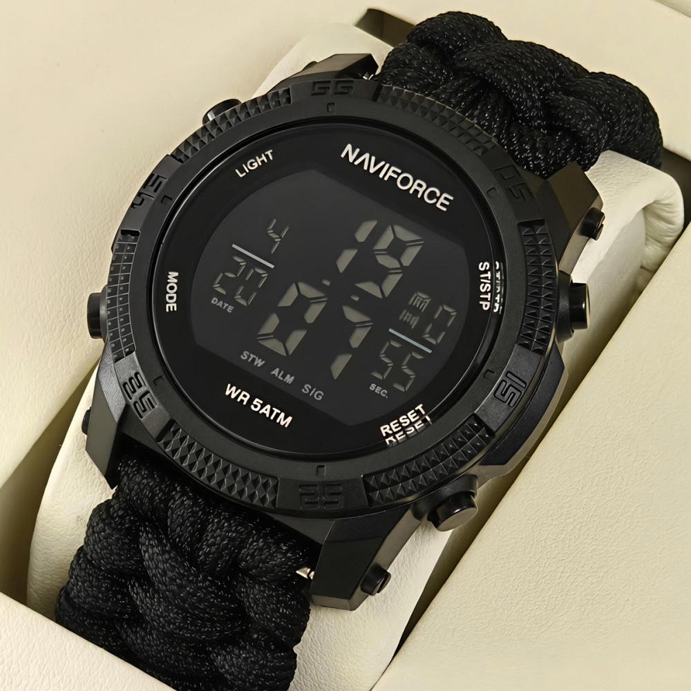 Годинник чоловічий водостійкий тактичний Naviforce Europe Black Paracord (2 ремінці) Чорний Вінниця - фото 2