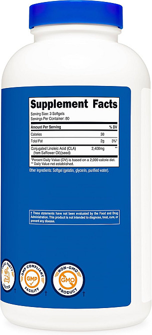 Жиросжигатель Nutricost CLA, 240 Softgels (800 mg per Softgel) Луцк - изображение 2