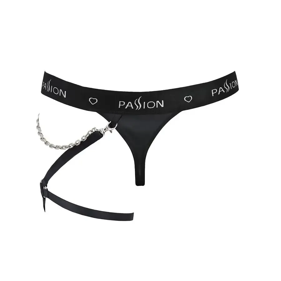 Чоловічі трусики танга з підв’язкою Passion 058 THONG BILL S/M Black Львів - фото 6