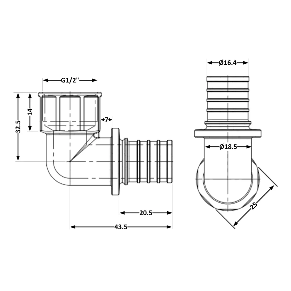 Угол натяжной Icma №1037 d20х2,8-1/2
