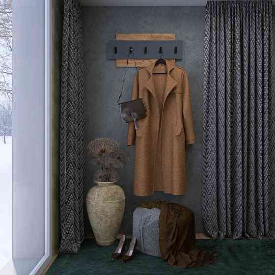 Вешалка настенная Эверест Нордик-800 80х3х36 см Графит + Дуб крафт золотой (DTM-5520) Львов