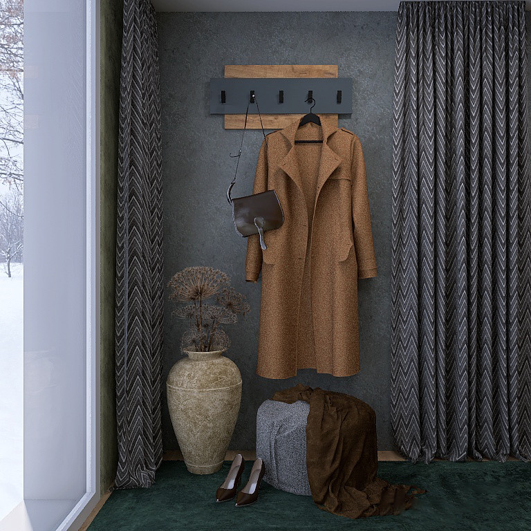 Вешалка настенная Эверест Нордик-800 80х3х36 см Графит + Дуб крафт золотой (DTM-5520) Львов - изображение 2