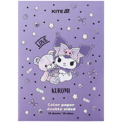 Кольоровий папір Kite А4 двосторонній Kuromi (15 аркушів/15 кольорів) (HK24-250-2) Вінниця - фото 1