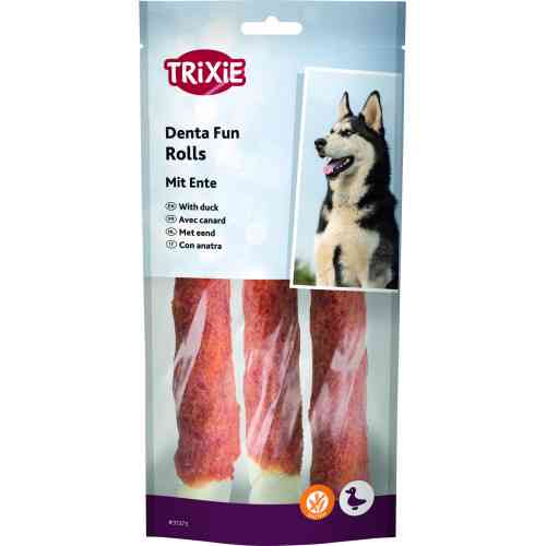Ласощі Trixie Denta Fun Chewing Rolls для собак Паличка для чищення зубів з качкою 17 см 140 г 3 шт Київ