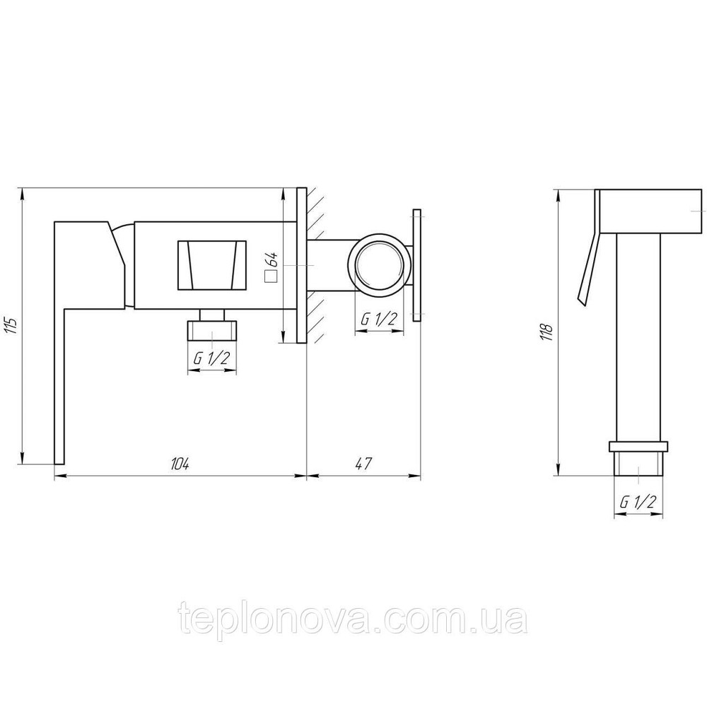 Змішувач гігієнічний TOPAZ LEXI TL 21106-H57-BL Чернівці - фото 6