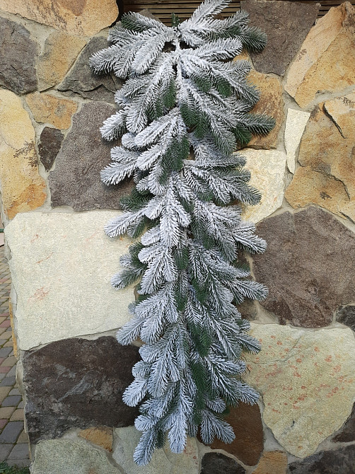 Гирлянда хвойная искусственная литая «Элитная Заснеженная» 1 м елочная ветка Киев - изображение 4