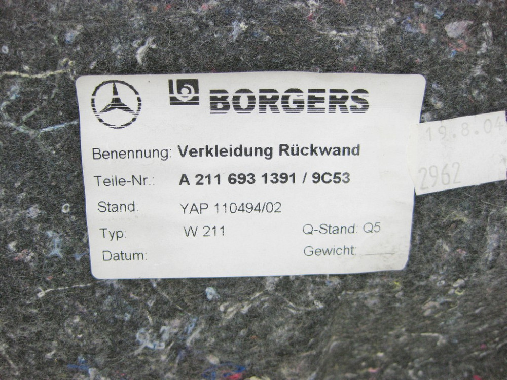 Mercedes-Benz  A2116931391 9C53 Обшивка перегодів за спинкою заднього сидіння антрацит E-Class W211 CLS C219 Одеса - фото 8