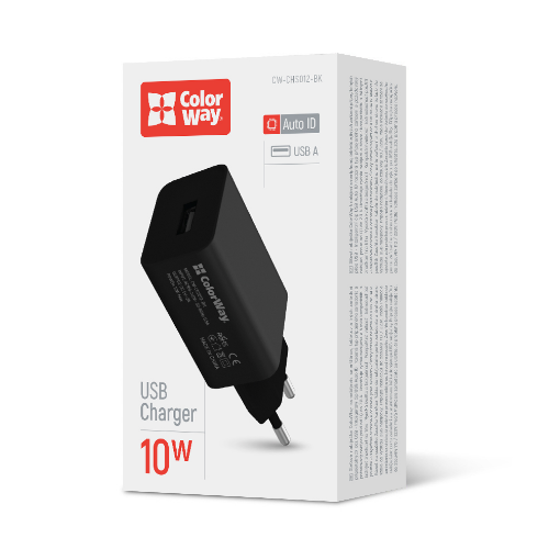 Зарядний пристрій мережевий USB 2,4A 10W чорний ColorWay CW-CHS012-BK Житомир