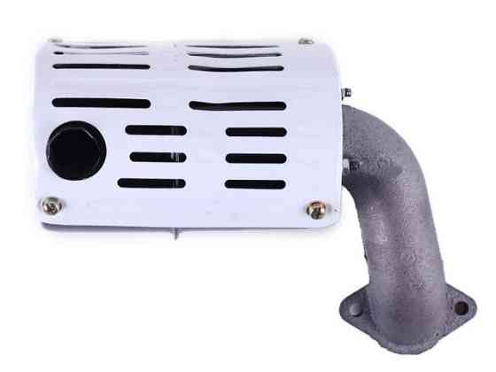 Глушитель с коленом  на дизельный двигатель 195N, под 2 отверстия Мукачево