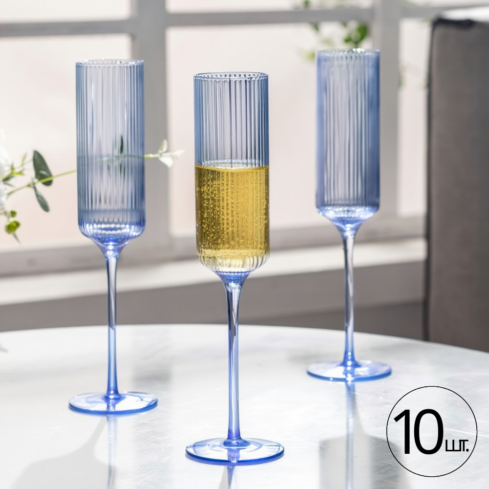 Бокал для шампанского и игристых вин 165 мл, 1 шт, многоразовый, пластиковый, прочный для вина и напитков прозрачно-синий Каменец-Подольский - изображение 1