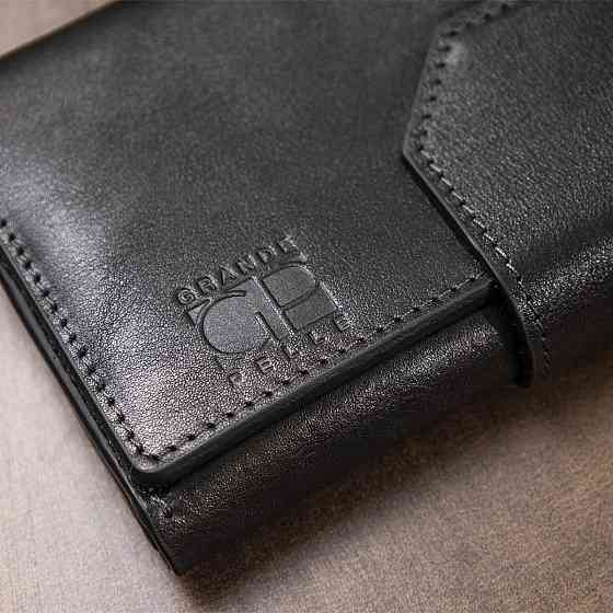 Кожаное глянцевое портмоне Черный (GRANDE PELLE) Киев