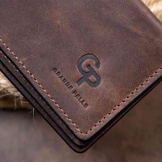 Визитница с обложкой для ID-паспорта из натуральной кожи GRANDE PELLE 11292 Коричневая Киев