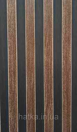 Шпалери вінілові на флізеліні AdaWall Omega1.06х10 смуги 3д під стінову панель чорні темно-коричневі 23211-4 Київ