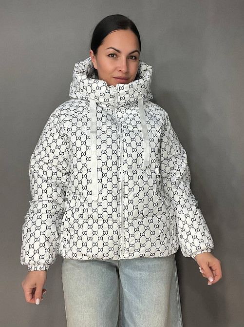 Куртка жіноча Haiziyuan 1630 візерунок середня довжина з капюшоном біла, білий, M Київ - фото 6