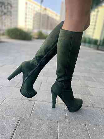 Nivelle Чоботи жіночі Nivelle темно-зелені натуральна замша висота 36-37 см обхват 33-35 см каб Коломия