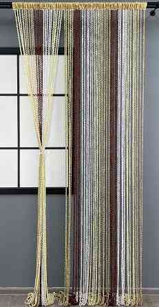 Шторы-нити спираль с люрексом Бежевый с коричнево-белым 300х300см 1 шт (61-053) Киев