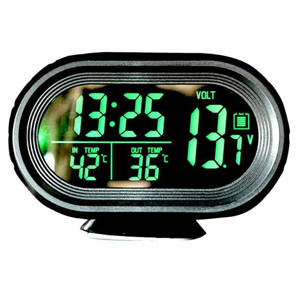 Автомобильные часы VST-7009V подсветка + 2 термометра + вольтметр, питание от аккумулятора авто 12В-24В UL-92 Киев - изображение 4