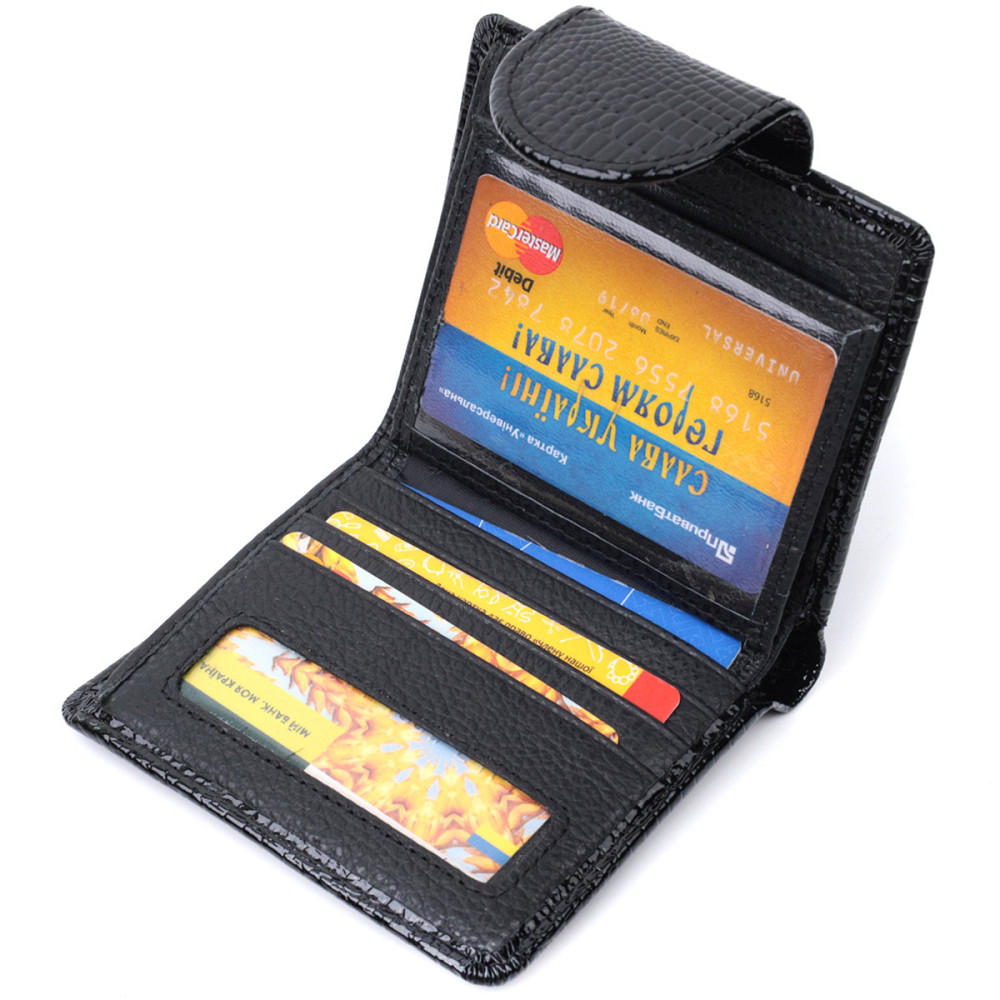 Гаманець для жінок середнього розміру з натуральної шкіри ST Leather 22686 Чорний Київ - фото 6