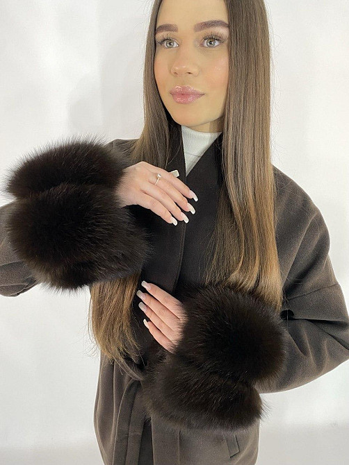 Стильне жіноче пальто з хутром Шоколадний, 3XL-4XL Харків - фото 3