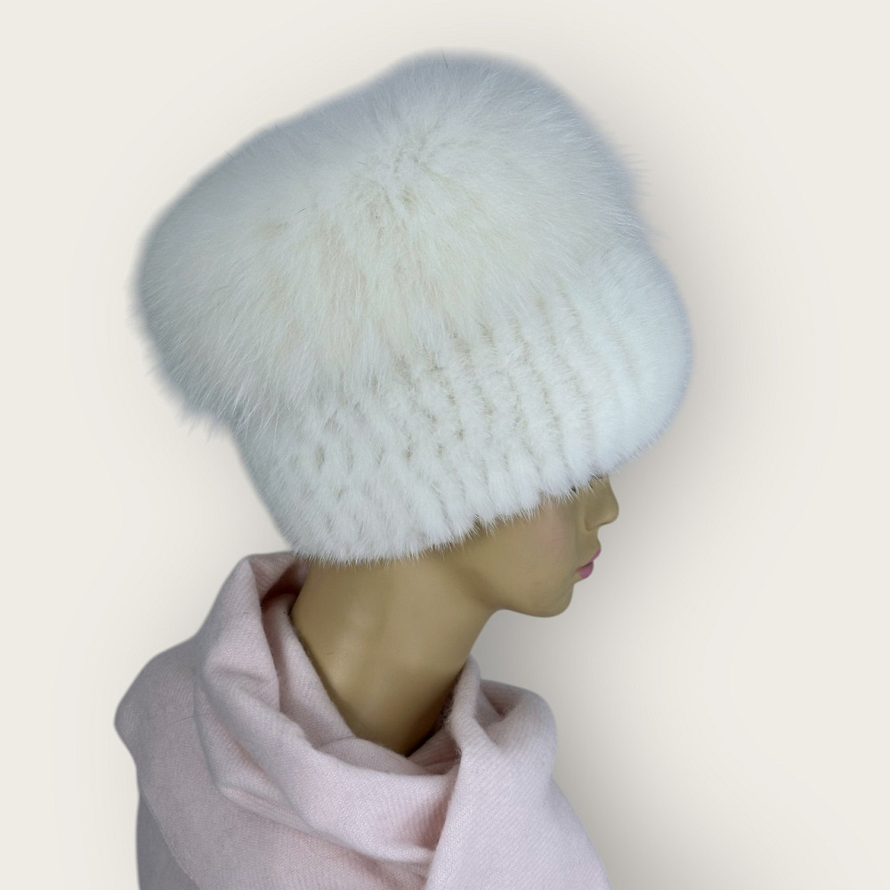 Норковая шапка кубанка Камила Белый Харьков - изображение 3