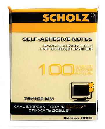 Папір для нотаток 76*102 100л кольоровий "Scholz" 8069-03SCH жовт, шт Київ