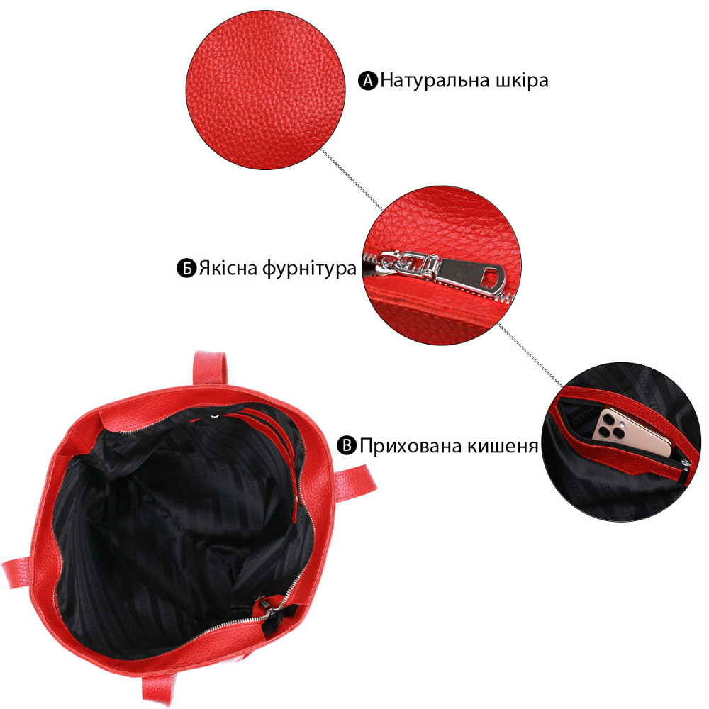 Шкіряна сумка жіноча Червоний (SHVIGEL) Київ - фото 9