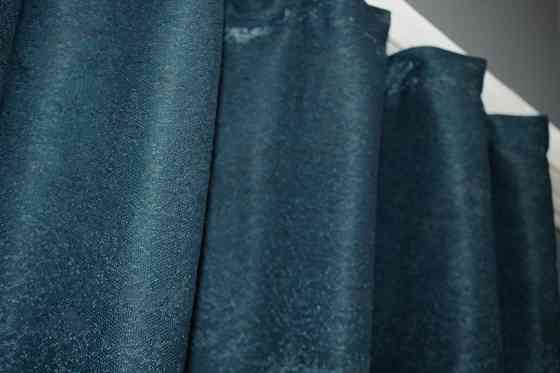 Комплект коротких штор VR-Textil Лен мрамор Pavliani № 1365ш 130х170 см 2 шт Синий (35-0061) Киев