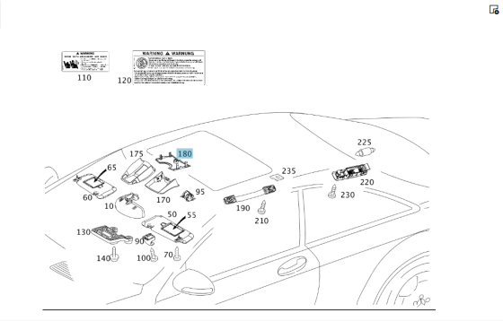 Mercedes-Benz  A2218110071 7E94 Кришка салонного дзеркала сіра CL C216 S-class short W221 S-class long V221 Одеса