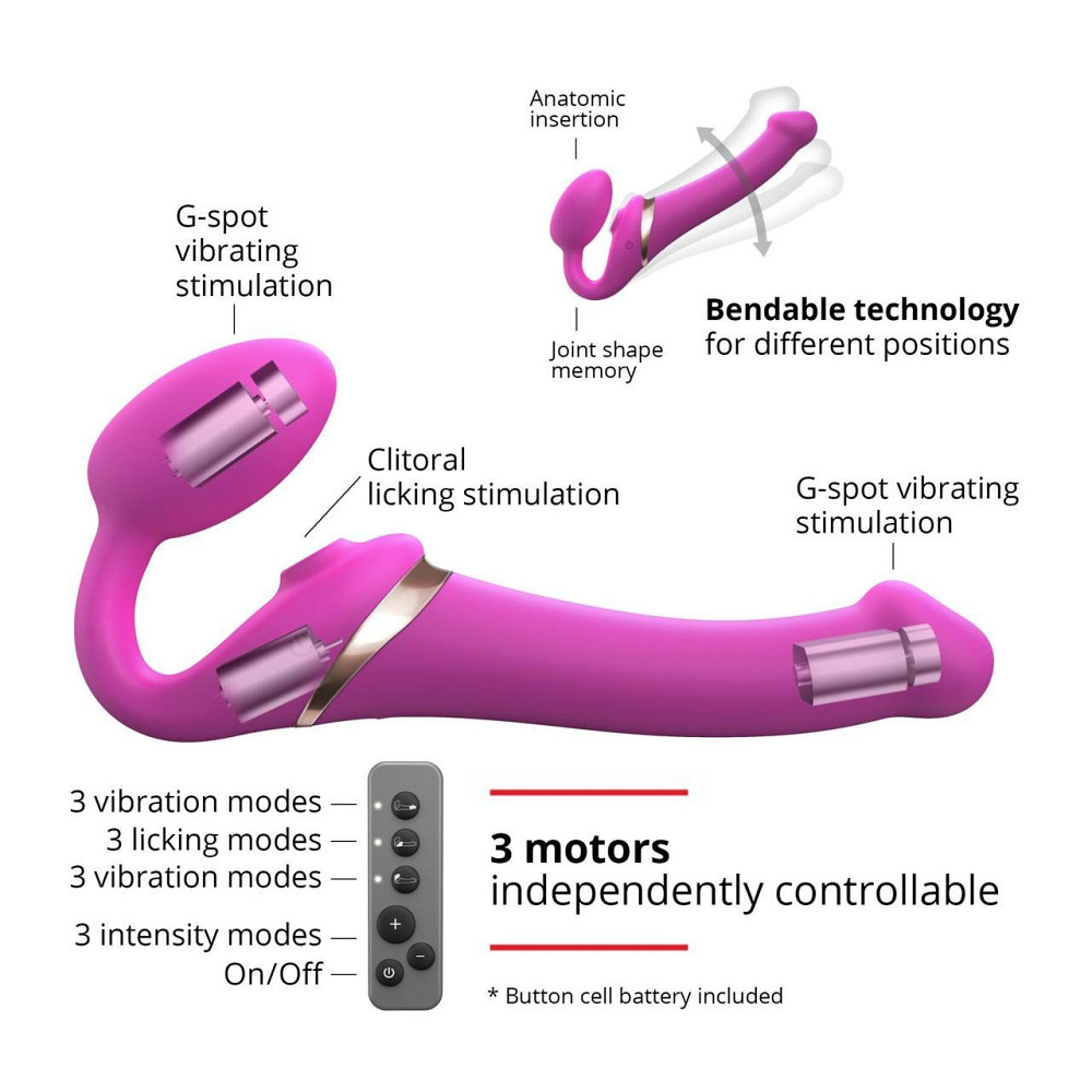 Безремневой вибрострапон с вакуумной стимуляцией Strap-On-Me MULTI ORGASM Fuchsia M, регулируемый Sex Aura Киев - изображение 2