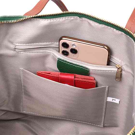 Яскрава двокольорова сумка жіноча з натуральної шкіри Vintage 22302 Зелений Київ