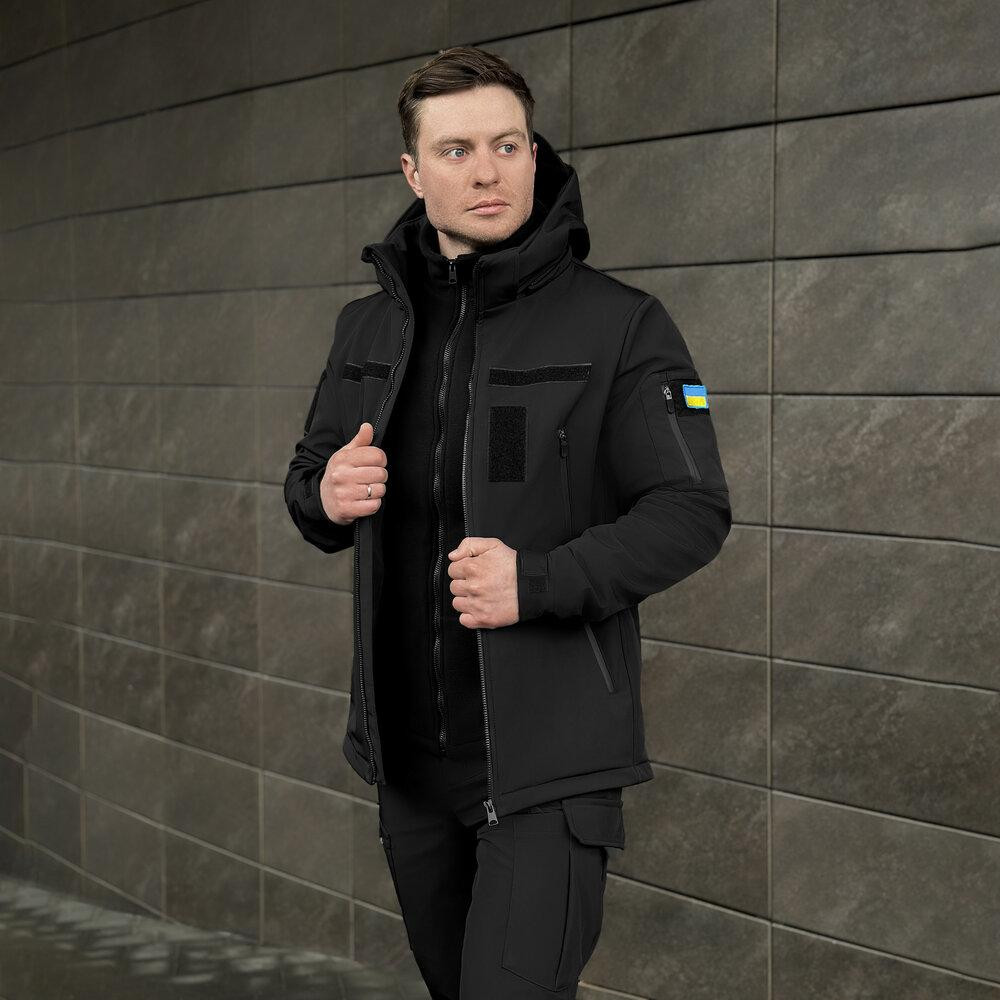 Мужская черная демисезонная куртка Pobedov Motive с липучками Киев - изображение 5