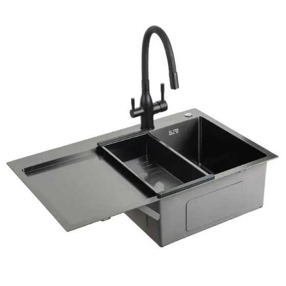 Кухонная мойка из нержавеющей стали GAPPO GS7850-6R 780x500 мм, чаша правая, (3.0/0.8 мм) черная Киев