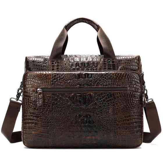 Сумка для ноутбука з тисненням під рептилію Vintage 14719 Коричнева Київ