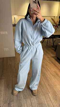 Жіночий повсякденний теплий комбінезон із флісу Блакитний Одеса