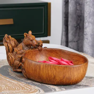 Ключница миска Белочки для мелочей и конфет (Коричневая) Винница