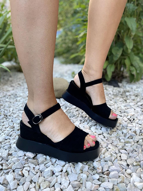 PLPS Босоніжки жіночі чорні PLPS -5 літні, еко-замша / Модні босоніжки на платформі р. 36-40 Коломия - фото 7