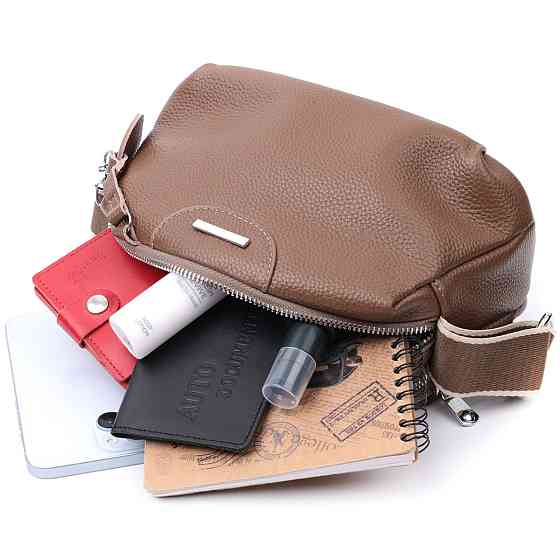 Модна сумка на кожен день із двома відділеннями з натуральної шкіри Vintage 22596 Коричневий Київ