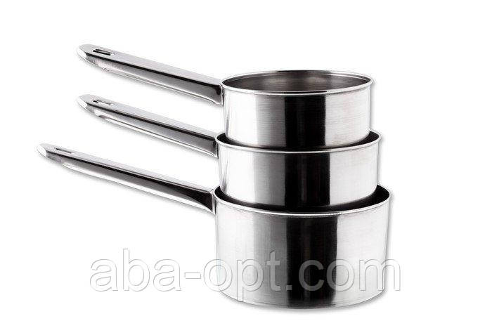 Набор сотейников Стандарт нержавеющие с металлической ручкой V 0.7\1\1.2 л Ø 12\14\16 м ( 3 шт ).Aba-Opt Одесса - изображение 1