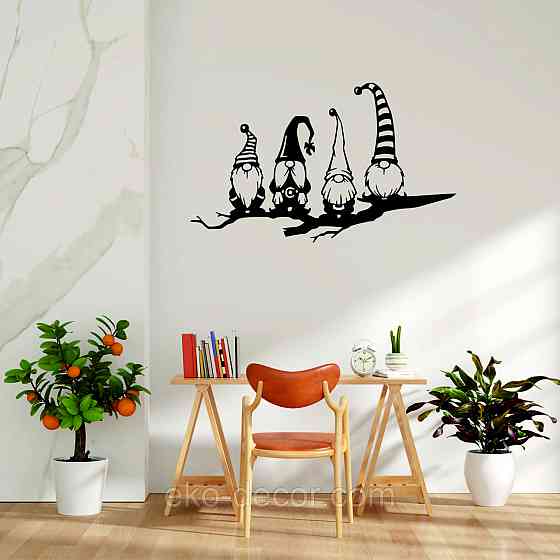 Декоративне настінне Панно «Гноміки», Декор на стіну 110*66 см, Чорний Київ