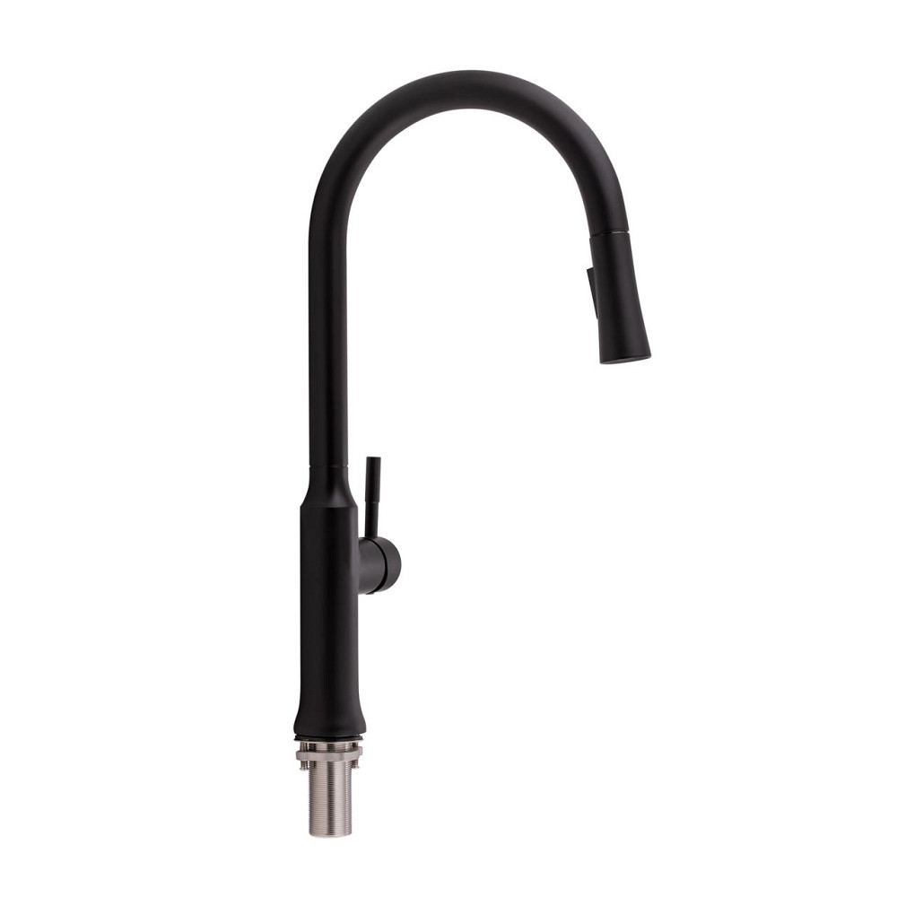 Змішувач для кухні Qtap Baruska з висувним виливом QTBAR9137103UB Black Matt Київ - фото 1