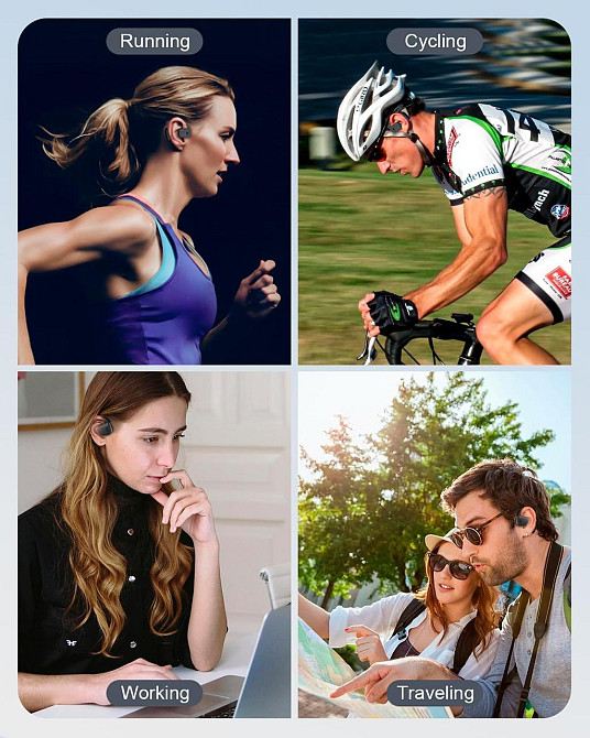 Навушники безпровідні відкритого типу водонепроникні Open Ear Bluetooth 5.3 IPX5 бездротові для бігу, спорту, фітнесу ENC мікрофон Київ - фото 8