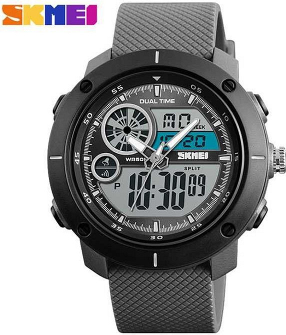Годинник наручний (годинник) SKMEI 1361 чорний із сірим ремінцем. Київ - фото 3