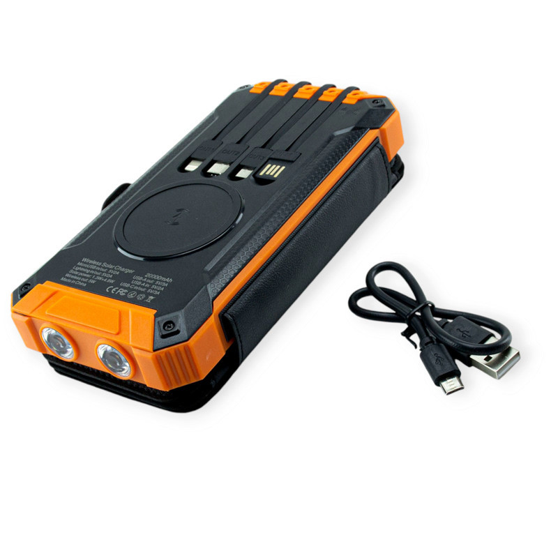 Повербанк 20000 mAh плюс 4 солнечные панели, 2 USB выход, заряд через MicroUSB. Type-C. Мукачево - изображение 2