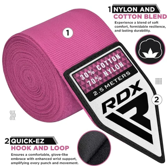 Бинти для боксу RDX Hand Wraps Pink (2.5м.) Каменское