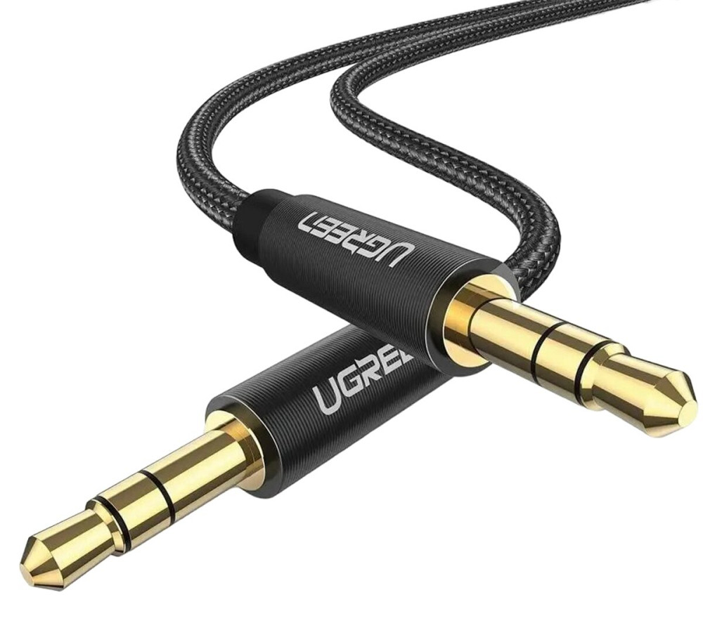 Аудіо кабель UGREEN AV112 3.5mm Male to 3.5mm Male Cable Gold Plated Metal Case with Braid 1m (Black)(UGR-50361) (UGR-50361) Київ - фото 2