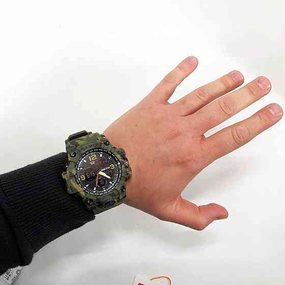 Спортивные часы мужские водонепроницаемы SKMEI 1155BCMGN GREEN CAMO, Часы военной тематики DS-71 Львов