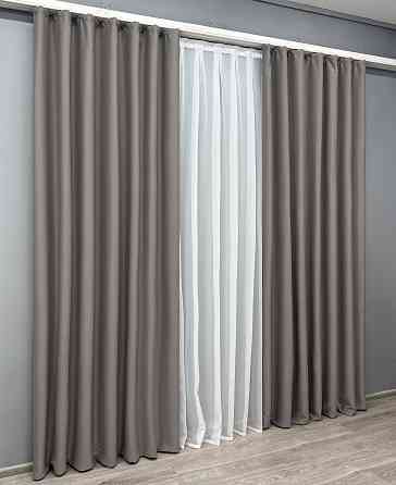 Комплект готових штор VR-Textil Блекаут Midnight № 1228ш Сірий 150х270 см 2 шт (33-1300) Київ