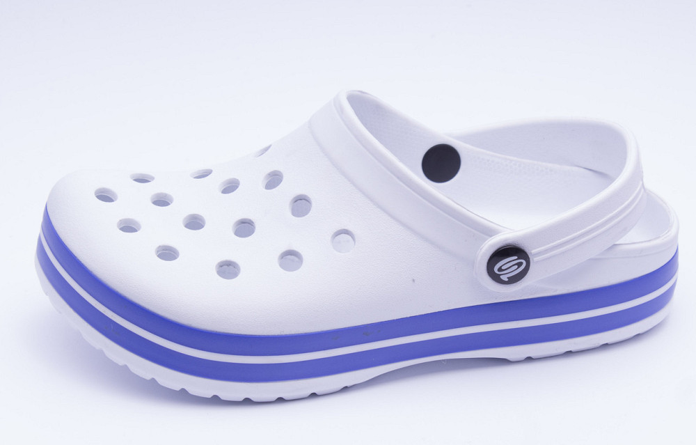 Кроксы белые женские, сабо медицинские, синяя окантовка Одесса - изображение 11