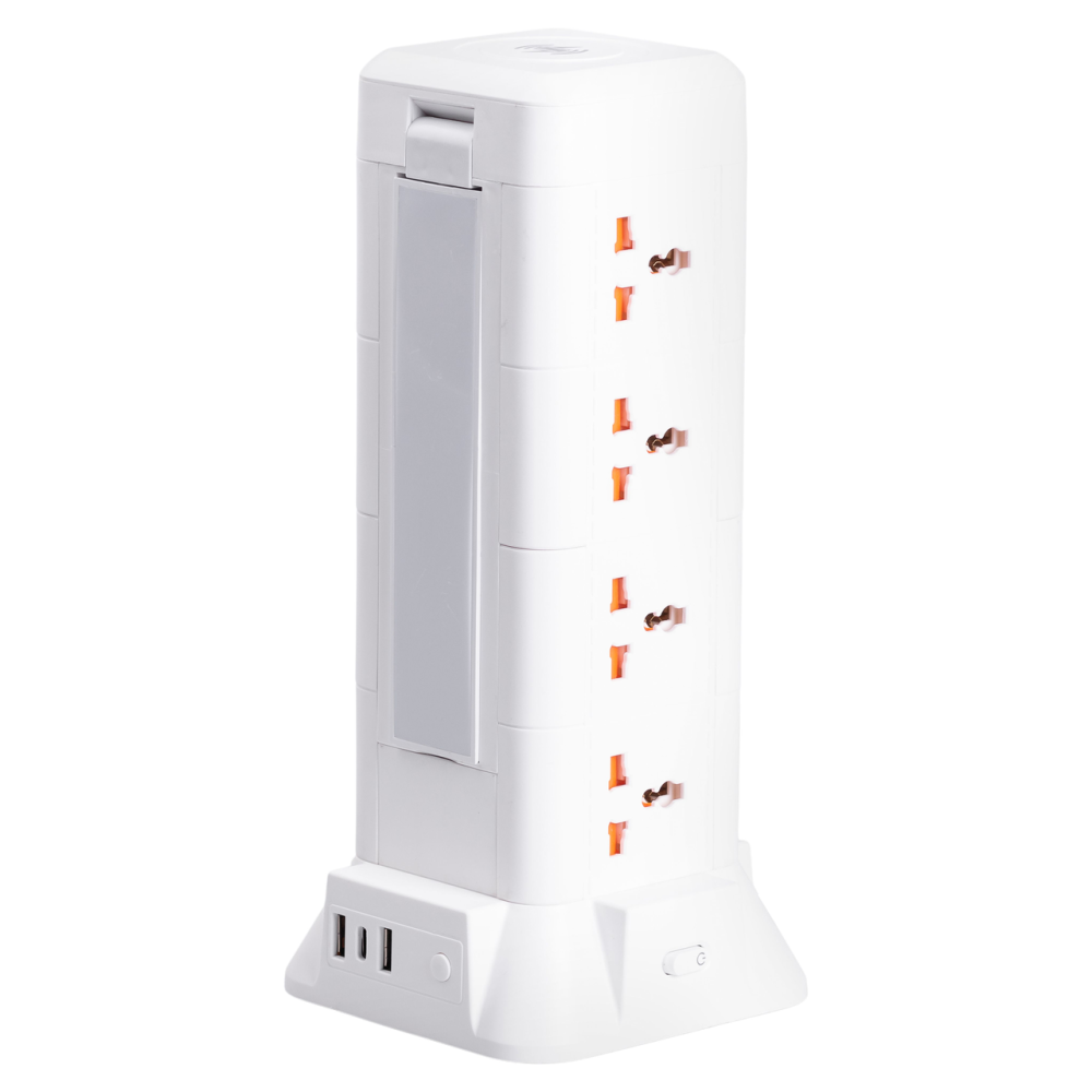 Мережевий фільтр подовжувач 2.8 м з лампою на 12 універсальних розеток з 2 USB, 1 Type-C, бездротова зарядка HP-5-9MF Коломия - фото 4